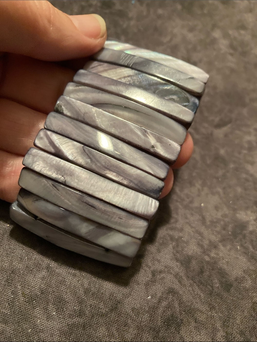 Gray/Lavender Shell Stretch Bracelet - Women's Jewelry